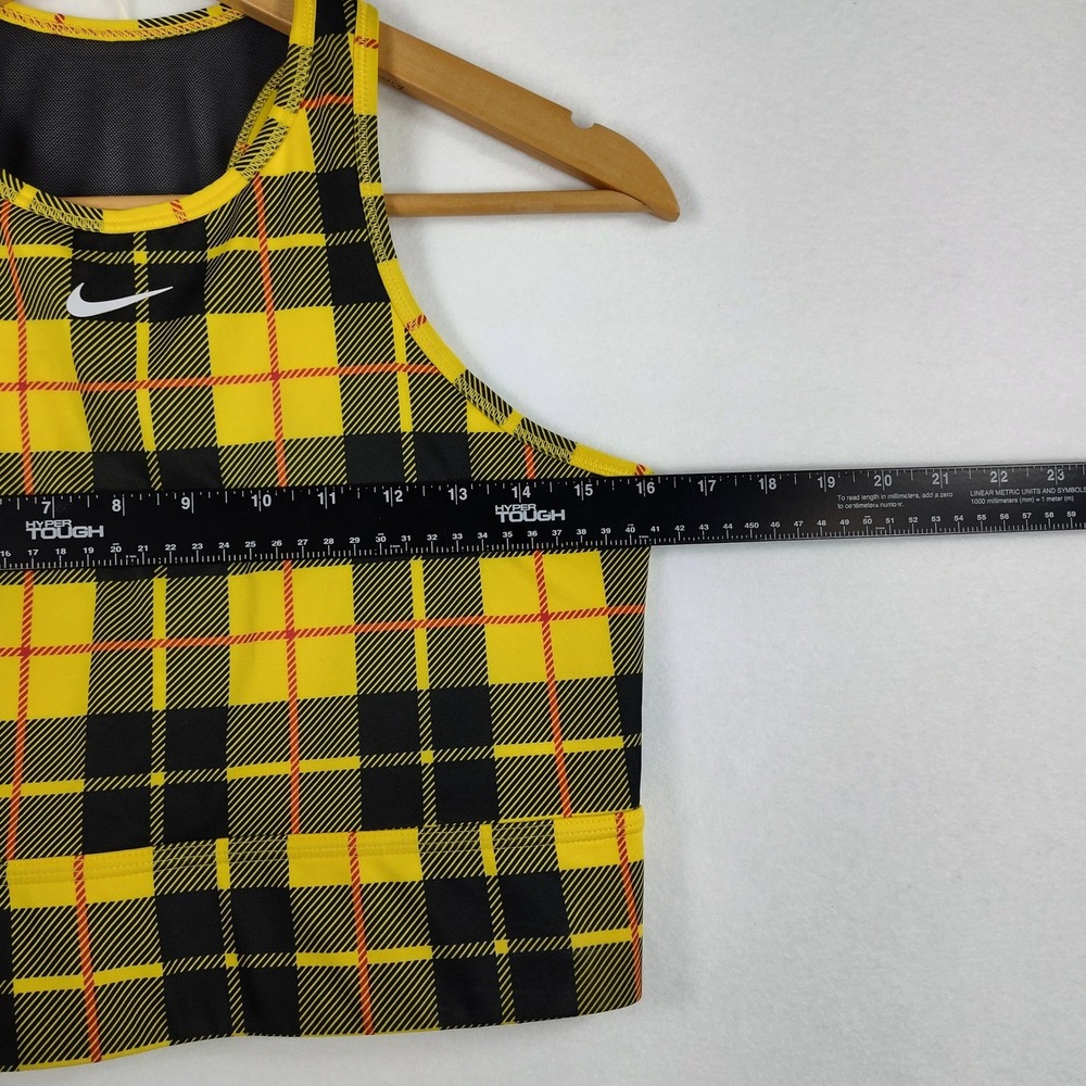 Nike Dri-FIT Women Yellow Black Plaid Mesh Racerback Sports Bra BV3911-703 XL - Picture 11 of 12